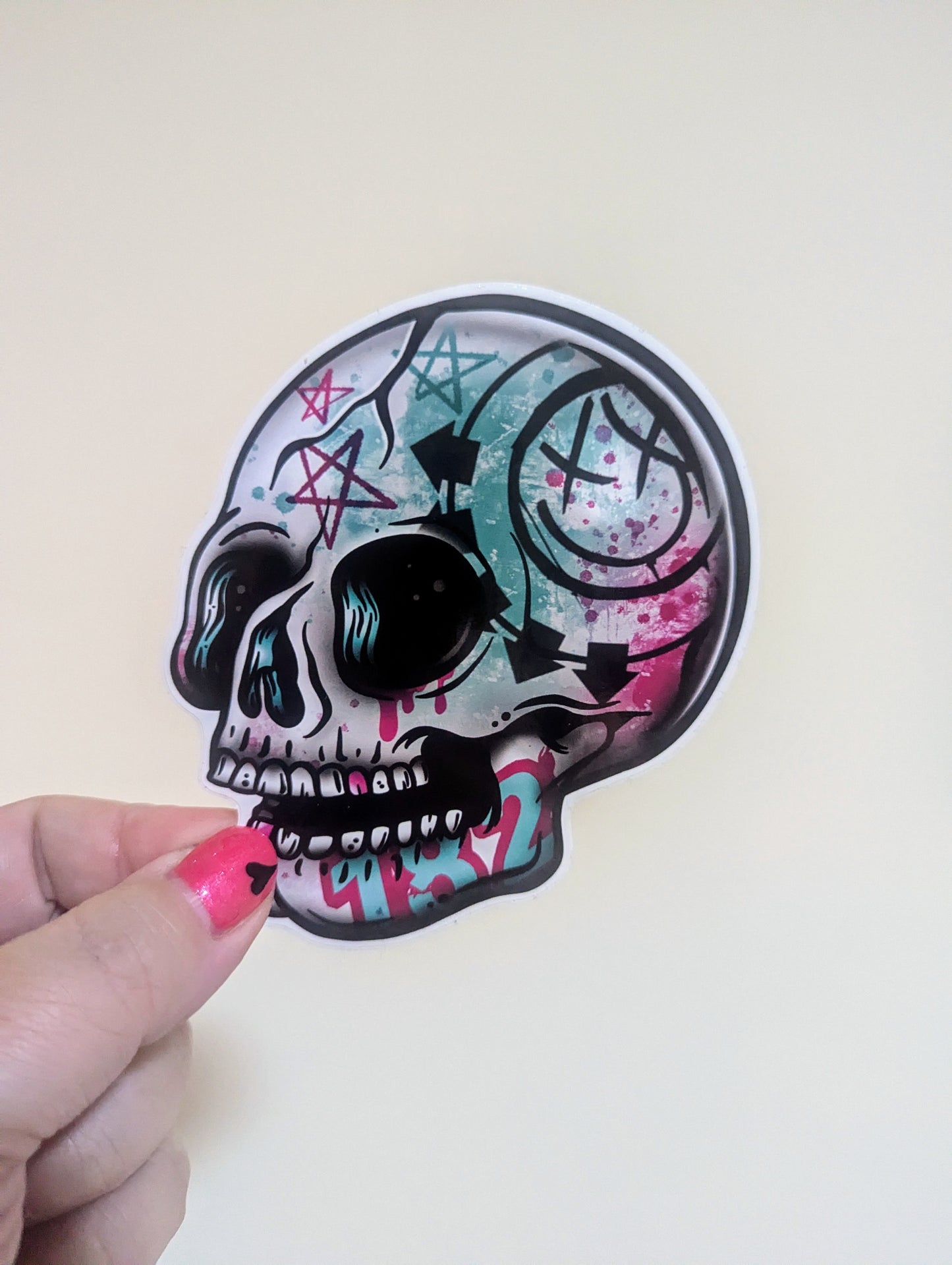 Pop Punk Skull Sticker